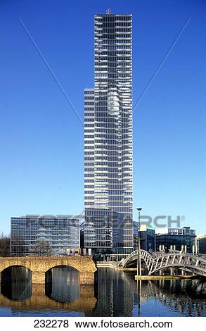 Stock Photo - Skyscraper at riverside, Cologne Tower, Cologne River, Cologne, North Rhine-Westphalia, Germany . Fotosearch