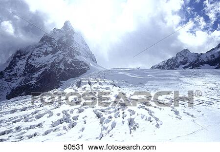Stock Image - Snow covered mountain, Glacier Blanc, Dauphine Alps, Switzerland . Fotosearch