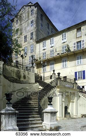 Staircase leading to building, Bastia, France View Large Photo Image Stock Photograph - Staircase leading to building, Bastia, France . Fotosearch