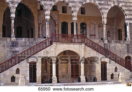 Stairway of palace, Beit Ed Din Palace, Lebanon  View Large Photo Image Stock Image - Stairway of palace, Beit Ed Din Palace, Lebanon . Fotosearch