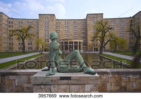 Statue and pond in front of the Goethe University Frankfurt, Germany View Large Photo Image Stock Photo - Statue and pond in front of the Goethe University Frankfurt, Germany . Fotosearch