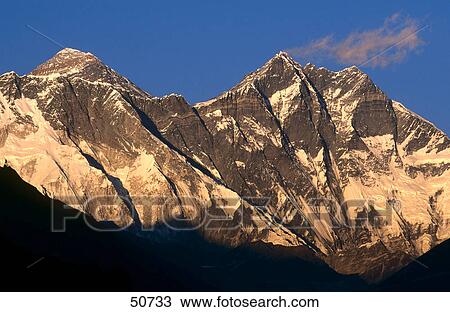 Sunlight on mountain peaks, Lhotse, Mt Everest, Himalayas, Nepal View Large Photo Image Stock Image - Sunlight on mountain peaks, Lhotse, Mt Everest, Himalayas, Nepal . Fotosearch