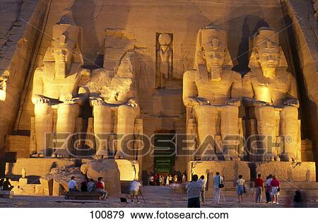 Tourists at Egyptian temple lit up at night, Great Temple of Rameses II, Abu Simbel, Egypt View Large Photo Image Stock Photo - Tourists at Egyptian temple lit up at night, Great Temple of Rameses II, Abu Simbel, Egypt . Fotosearch