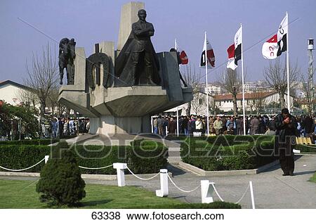 Stock Photo - Tourists at monument, Taksin Square, Cumhuriyet Aniti Monument, Istanbul, Turkey . Fotosearch