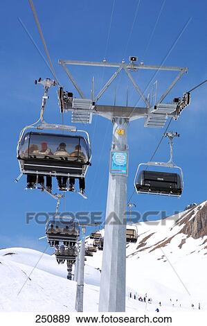Tourists on ski lifts at ski resort, Austria View Large Photo Image Stock Photo - Tourists on ski lifts at ski resort, Austria . Fotosearch