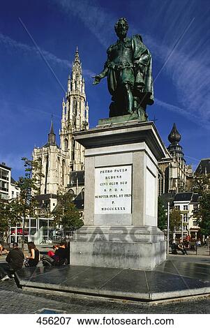 Tourists sitting near sculpture, Antwerp, Belgium View Large Photo Image Stock Photo - Tourists sitting near sculpture, Antwerp, Belgium . Fotosearch