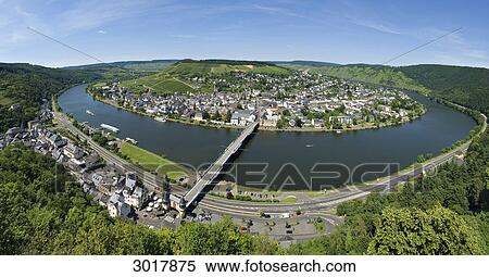 View to loop of the Moselle river near Traben-Trarbach, Rhineland-Palatinate, Germany, wide-angle view View Large Photo Image Stock Photography - View to loop of the Moselle river near Traben-Trarbach, Rhineland-Palatinate, Germany, wide-angle view . Fotosearch