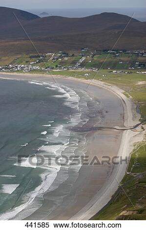 Stock Photography - Aerial view of coastline, Achill Island, County Mayo, Ireland . Fotosearch