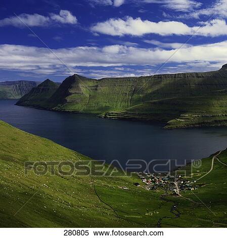 Aerial view of lake in valley, Faroe Islands, Denmark View Large Photo Image Stock Photography - Aerial view of lake in valley, Faroe Islands, Denmark . Fotosearch