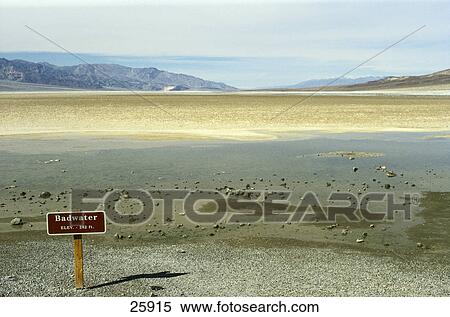 Bad water signboard in desert, Mojave Desert, California, USA View Large Photo Image Stock Photography - Bad water signboard in desert, Mojave Desert, California, USA . Fotosearch