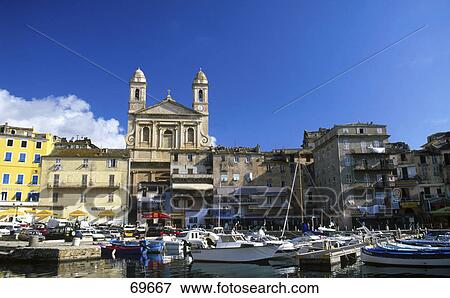 Stock Photo - Boats at harbor, Bastia, Corsica, France . Fotosearch