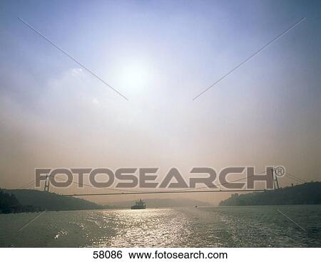 Bridge across strait, Bosphorus Bridge, Bosphorus, Istanbul, Turkey View Large Photo Image Stock Photograph - Bridge across strait, Bosphorus Bridge, Bosphorus, Istanbul, Turkey . Fotosearch