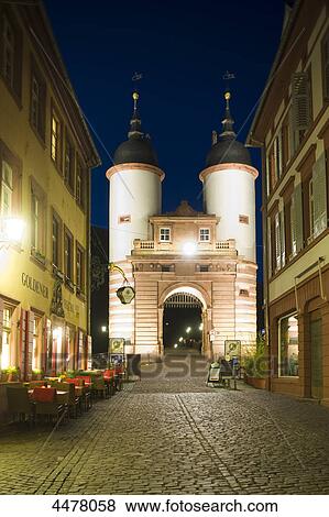 Bridge Gate, Steingasse, Heidelberg, Baden-Wuerttemberg, Germany, Europe View Large Photo Image Stock Photo - Bridge Gate, Steingasse, Heidelberg, Baden-Wuerttemberg, Germany, Europe . Fotosearch