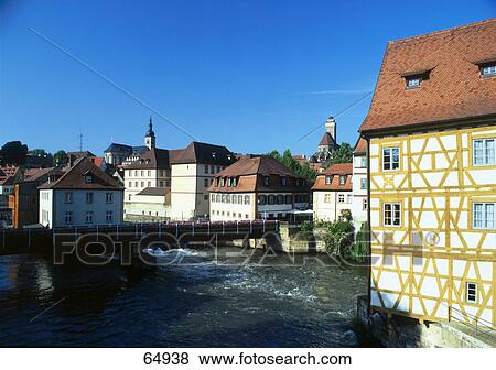 Bridge over river, Bamberg, Upper Franconia, Bavaria, Germany View Large Photo Image Stock Photo - Bridge over river, Bamberg, Upper Franconia, Bavaria, Germany . Fotosearch