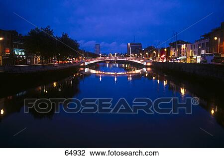 Bridge over river, Ha'penny Bridge, Dublin, Republic Of Ireland View Large Photo Image Stock Image - Bridge over river, Ha'penny Bridge, Dublin, Republic Of Ireland . Fotosearch