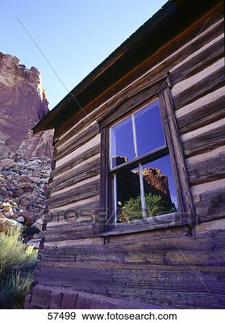 Brocken window of log cabin, Capitol Reef National Park, Utah, USA View Large Photo Image Stock Photo - Brocken window of log cabin, Capitol Reef National Park, Utah, USA . Fotosearch