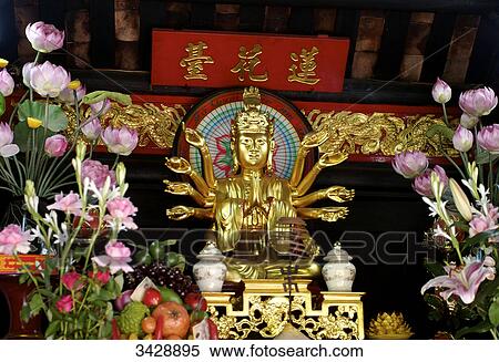 Stock Photography - Buddhist altar at the One Pillar Pagoda (Chua Mot Cot), Hanoi, Vietnam . Fotosearch