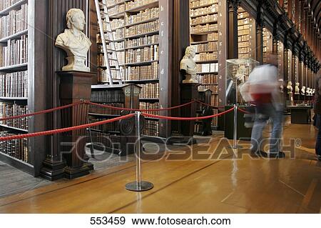 Stock Photo - Busts in library, Dublin, Dublin County, Leinster, Ireland . Fotosearch