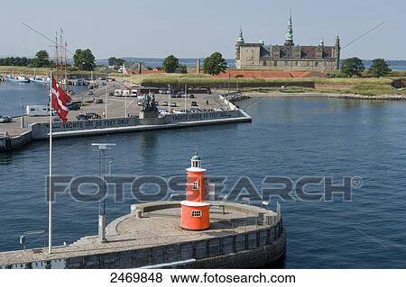 Stock Photo - Castle at waterfront, Kronborg Castle, Helsingoer, Denmark . Fotosearch