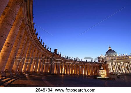Cathedral lit up at dusk, St. Peter's Basilica, St. Peter's Square, Vatican City, Rome, Italy View Large Photo Image Picture - Cathedral lit up at dusk, St. Peter's Basilica, St. Peter's Square, Vatican City, Rome, Italy . Fotosearch