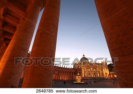 Cathedral lit up at dusk, St. Peter's Basilica, St. Peter's Square, Vatican City, Rome, Italy View Large Photo Image Stock Photography - Cathedral lit up at dusk, St. Peter's Basilica, St. Peter's Square, Vatican City, Rome, Italy . Fotosearch