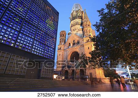 Stock Photo - Cathedral lit up at dusk . Fotosearch
