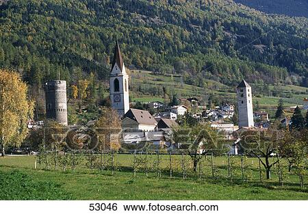Church in village, St. Mary Church, Frohlichsturm, Mals, Vinschgau, Alto Adige, Italy View Large Photo Image Stock Photograph - Church in village, St. Mary Church, Frohlichsturm, Mals, Vinschgau, Alto Adige, Italy . Fotosearch