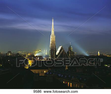 Church lit up at night, St. Stephen's Cathedral, Vienna, Austria View Large Photo Image Stock Photograph - Church lit up at night, St. Stephen's Cathedral, Vienna, Austria . Fotosearch