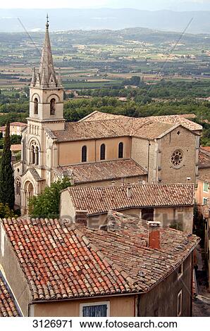 Church of Bonnieux, France, aerial perspective View Large Photo Image Stock Image - Church of Bonnieux, France, aerial perspective . Fotosearch