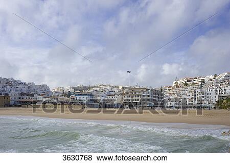 Cityscape with beach, Albufeira, Algarve, Portugal View Large Photo Image Stock Photo - Cityscape with beach, Albufeira, Algarve, Portugal . Fotosearch
