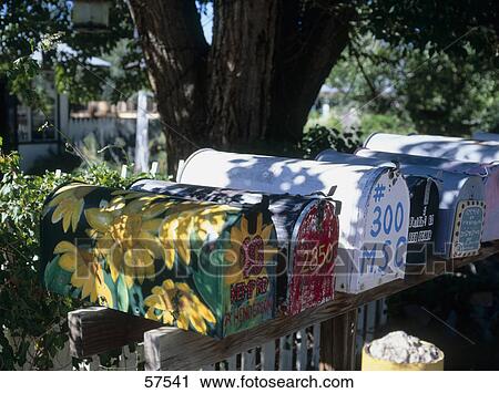 Stock Image - Close-up of mailboxes, New Mexico, USA . Fotosearch