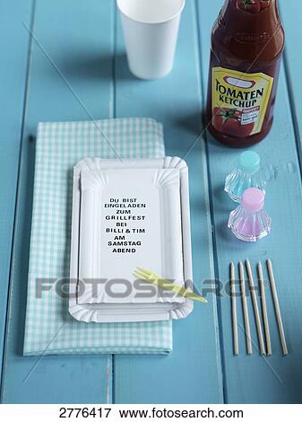 Close-up of paper plate with ketchup bottle and pepper shaker on table View Large Photo Image Stock Photo - Close-up of paper plate with ketchup bottle and pepper shaker on table . Fotosearch