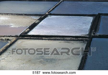 Stock Photo - Close-up of salt flats, Salinas de Janubio, Lanzarote, Canary Islands, Spain . Fotosearch
