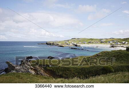 Stock Image - Coast of Portnablagh, Ireland, elevated view . Fotosearch