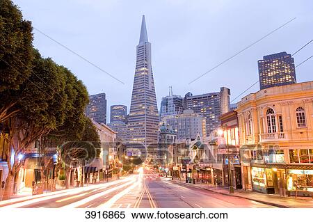 Stock Photography - Columbus Avenue and Transamerica Pyramid, San Francisco, California, USA . Fotosearch