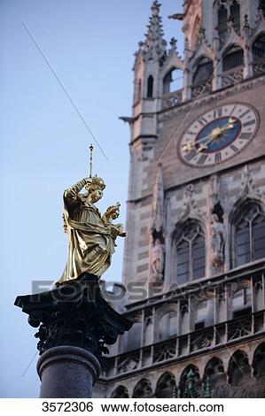 Column of Mary in front of the New Town Hall, Munich, Germany, close-up View Large Photo Image Stock Photograph - Column of Mary in front of the New Town Hall, Munich, Germany, close-up . Fotosearch