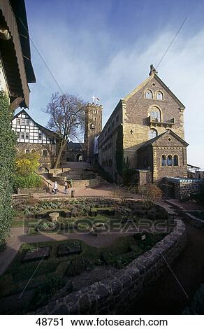 Stock Image - Courtyard of castle, Wartburg Castle, Eisenach, Thuringia, Germany . Fotosearch