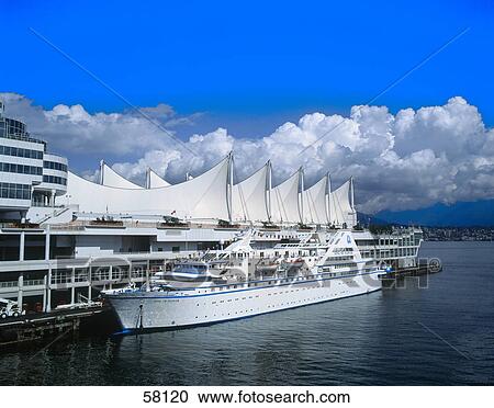 Cruise ship at port, Canada Place, Vancouver, British Columbia, Canada View Large Photo Image Stock Image - Cruise ship at port, Canada Place, Vancouver, British Columbia, Canada . Fotosearch