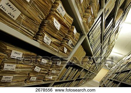 Stock Photograph - Documents in shelves . Fotosearch