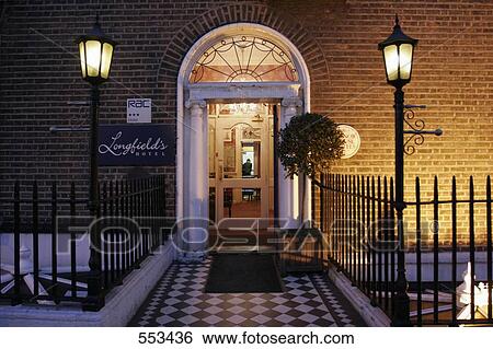 Stock Photograph - Doorway of house at night, Dublin, Dublin County, Leinster, Ireland . Fotosearch