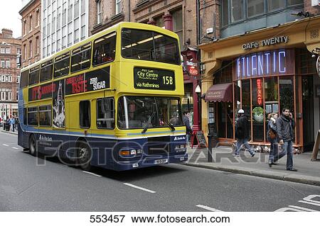 Double-Decker bus in town, Ireland View Large Photo Image Stock Photo - Double-Decker bus in town, Ireland . Fotosearch