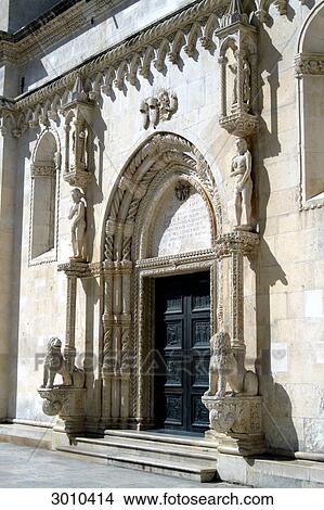 Entrance of the Sveti Jakov Cathedral, Sibenik, Croatia View Large Photo Image Picture - Entrance of the Sveti Jakov Cathedral, Sibenik, Croatia . Fotosearch