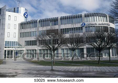 Stock Photography - Facade of office building, Zurich Agrippina, Munich, Bavaria, Germany . Fotosearch