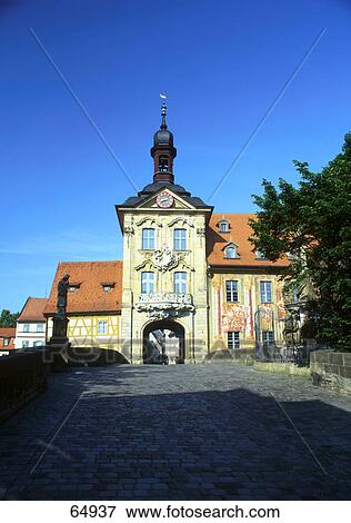 Stock Photo - Facade of old city hall, Altes Rathaus, Bamberg, Upper Franconia, Bavaria, Germany . Fotosearch