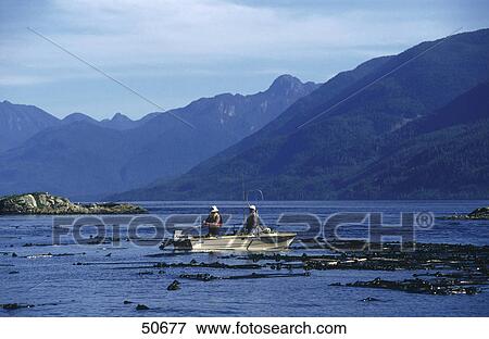 Stock Photo - Fishermen fishing in sea, Broken Group Islands, Vancouver Island, British Columbia, Canada . Fotosearch