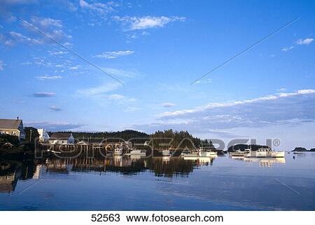 Stock Image - Fishing boats in bay, Machias Bay, Maine, USA . Fotosearch
