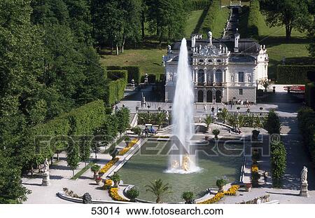 Fountain in front of palace, Linderhof Palace, Berlin, Germany View Large Photo Image Picture - Fountain in front of palace, Linderhof Palace, Berlin, Germany . Fotosearch