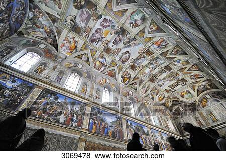 Frescos in the Sistine Chapel, Rome, Italy, low angle view View Large Photo Image Stock Photo - Frescos in the Sistine Chapel, Rome, Italy, low angle view . Fotosearch