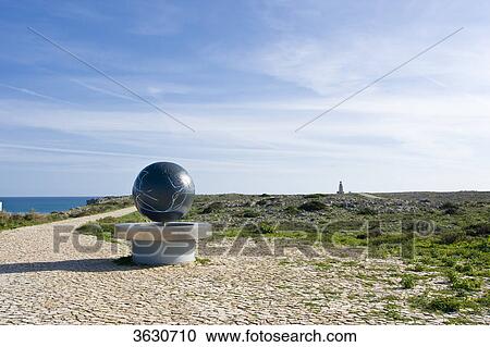 Stock Image - Globe in Fortaleza de Sagres, Sagres, Algarve, Portugal . Fotosearch