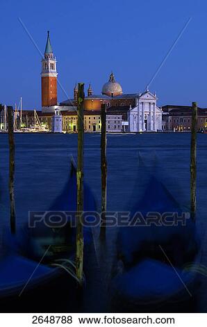 Gondolas moored at harbor, San Giorgio Maggiore, Venice, Italy View Large Photo Image Stock Photo - Gondolas moored at harbor, San Giorgio Maggiore, Venice, Italy . Fotosearch